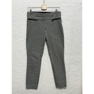 Candie's Gingham Checkered Ankle Pants Women's Medium Black White Zipper Accent‎